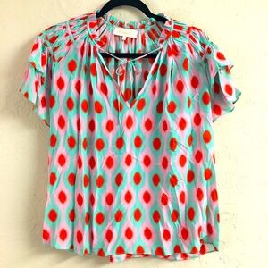 Caballero Flutter Short Sleeve Blouse Medium Lightweight 100% Viscose